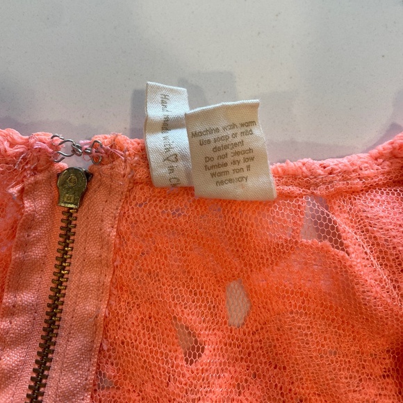 Japan Handmade Neon Orange Lace Blouse with Back Zipper & Short Sleeves – Size S - Picture 8 of 11
